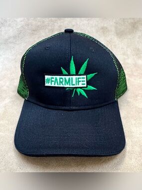 New Farm Life Hemp Embroidered Trucker Hat Pot Leaf Weed Cap #farmlife